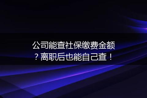 公司能查社保缴费金额？离职后也能自己查！