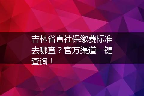 吉林省直社保缴费标准去哪查？官方渠道一键查询！
