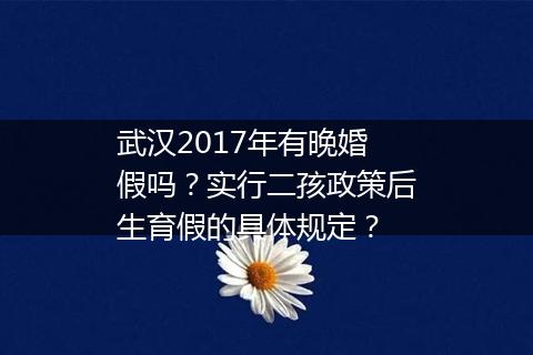 武汉2017年有晚婚假吗？实行二孩政策后生育假的具体规定？