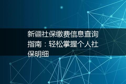 新疆社保缴费信息查询指南：轻松掌握个人社保明细