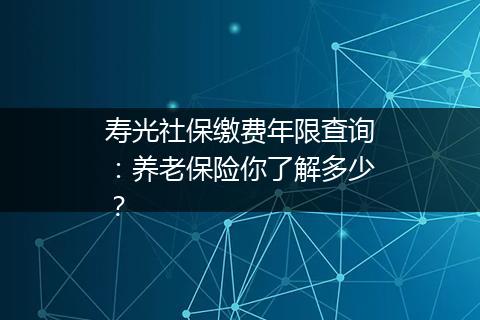 寿光社保缴费年限查询：养老保险你了解多少？
