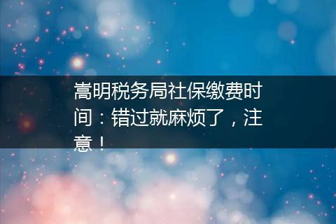 嵩明税务局社保缴费时间：错过就麻烦了，注意！