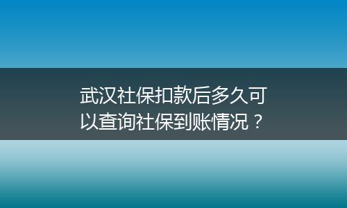 武汉社保扣款后多久可以查询社保到账情况？