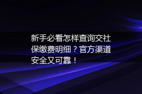 新手必看怎样查询交社保缴费明细？官方渠道安全又可靠！