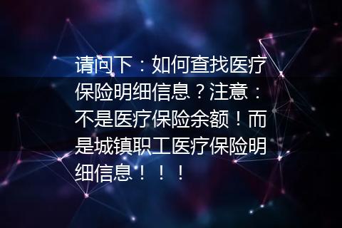 请问下：如何查找医疗保险明细信息？注意：不是医疗保险余额！而是城镇职工医疗保险明细信息！！！