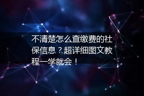 不清楚怎么查缴费的社保信息？超详细图文教程一学就会！