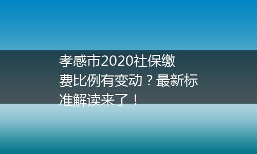 孝感市2020社保缴费比例有变动？最新标准解读来了！