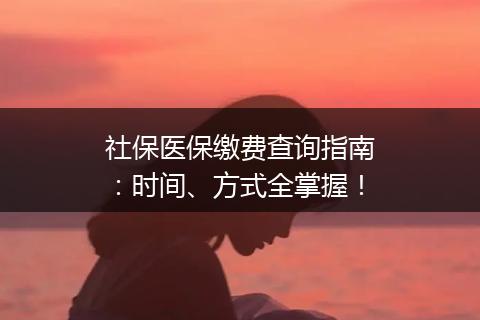 社保医保缴费查询指南：时间、方式全掌握！