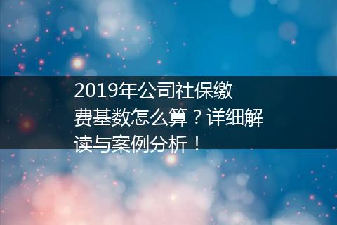 2019年公司社保缴费基数怎么算？详细解读与案例分析！