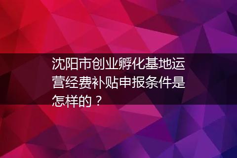 沈阳市创业孵化基地运营经费补贴申报条件是怎样的？