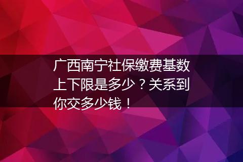 广西南宁社保缴费基数上下限是多少？关系到你交多少钱！