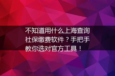 不知道用什么上海查询社保缴费软件？手把手教你选对官方工具！