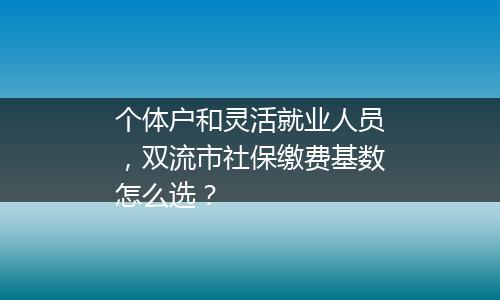 个体户和灵活就业人员，双流市社保缴费基数怎么选？