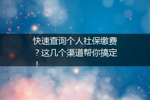 快速查询个人社保缴费？这几个渠道帮你搞定！