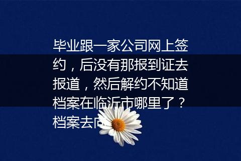 毕业跟一家公司网上签约，后没有那报到证去报道，然后解约不知道档案在临沂市哪里了？档案去向