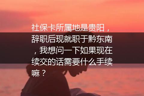 社保卡所属地是贵阳，辞职后现就职于黔东南，我想问一下如果现在续交的话需要什么手续嘛？