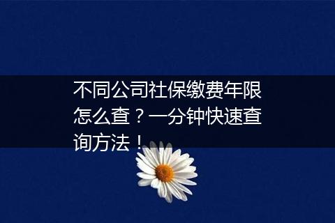 不同公司社保缴费年限怎么查？一分钟快速查询方法！