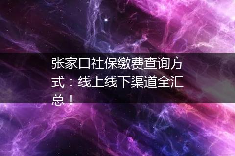 张家口社保缴费查询方式：线上线下渠道全汇总！