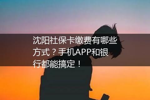 沈阳社保卡缴费有哪些方式？手机APP和银行都能搞定！