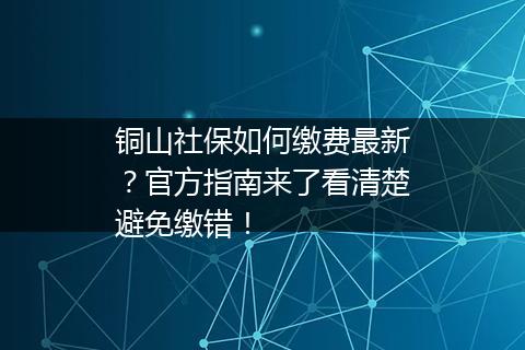 铜山社保如何缴费最新？官方指南来了看清楚避免缴错！