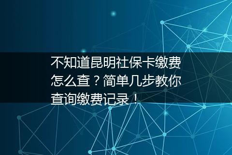 不知道昆明社保卡缴费怎么查？简单几步教你查询缴费记录！