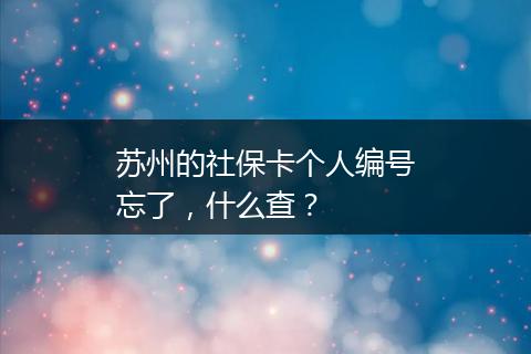 苏州的社保卡个人编号忘了，什么查？