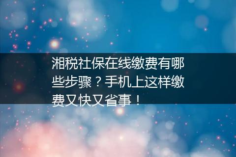 湘税社保在线缴费有哪些步骤？手机上这样缴费又快又省事！