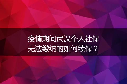 疫情期间武汉个人社保无法缴纳的如何续保？