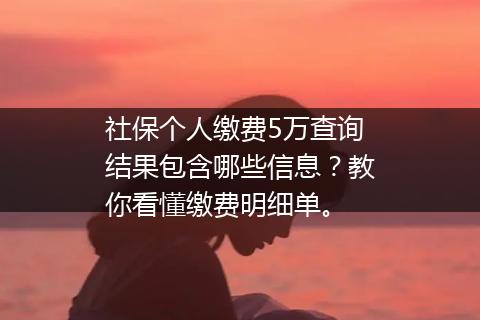 社保个人缴费5万查询结果包含哪些信息？教你看懂缴费明细单。