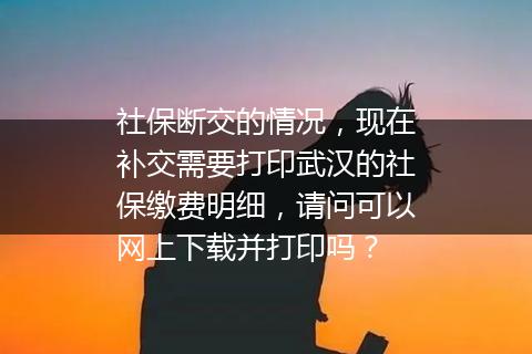 社保断交的情况，现在补交需要打印武汉的社保缴费明细，请问可以网上下载并打印吗？