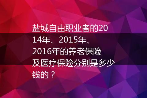 盐城自由职业者的2014年、2015年、2016年的养老保险及医疗保险分别是多少钱的？