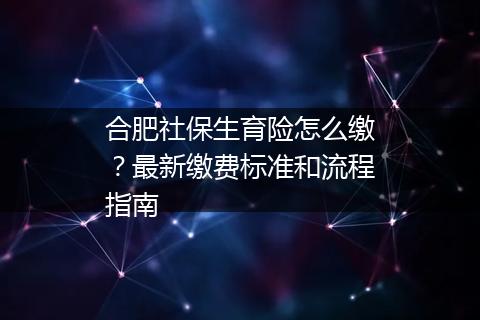 合肥社保生育险怎么缴？最新缴费标准和流程指南