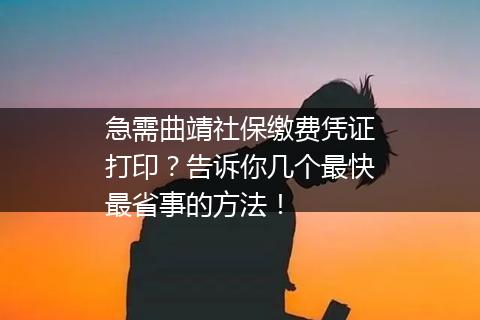 急需曲靖社保缴费凭证打印？告诉你几个最快最省事的方法！