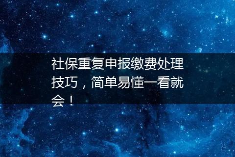 社保重复申报缴费处理技巧，简单易懂一看就会！