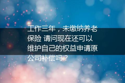 工作三年，未缴纳养老保险 请问现在还可以维护自己的权益申请原公司补偿吗？