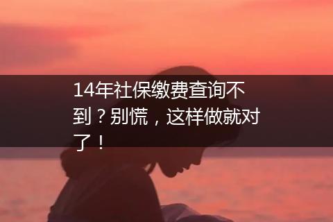 14年社保缴费查询不到？别慌，这样做就对了！