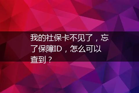我的社保卡不见了，忘了保障ID，怎么可以查到？
