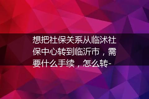 想把社保关系从临沭社保中心转到临沂市，需要什么手续，怎么转-