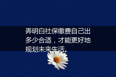 弄明白社保缴费自己出多少合适，才能更好地规划未来生活。