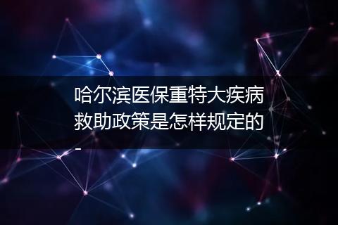 哈尔滨医保重特大疾病救助政策是怎样规定的-