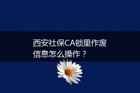 西安社保CA锁里作废信息怎么操作？