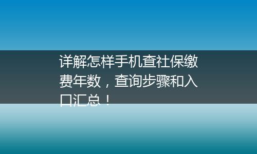 详解怎样手机查社保缴费年数，查询步骤和入口汇总！