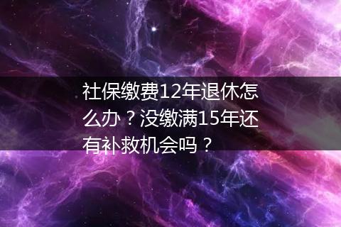 社保缴费12年退休怎么办？没缴满15年还有补救机会吗？