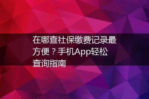 在哪查社保缴费记录最方便？手机App轻松查询指南