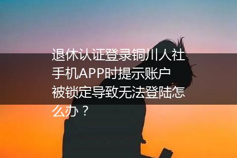 退休认证登录铜川人社手机APP时提示账户被锁定导致无法登陆怎么办？
