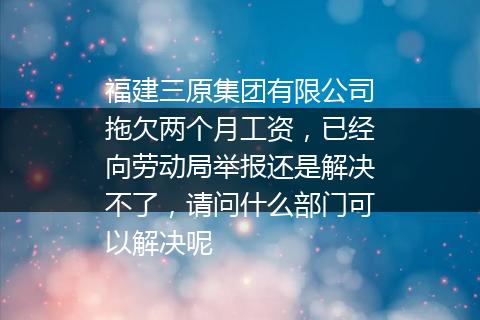福建三原集团有限公司拖欠两个月工资，已经向劳动局举报还是解决不了，请问什么部门可以解决呢