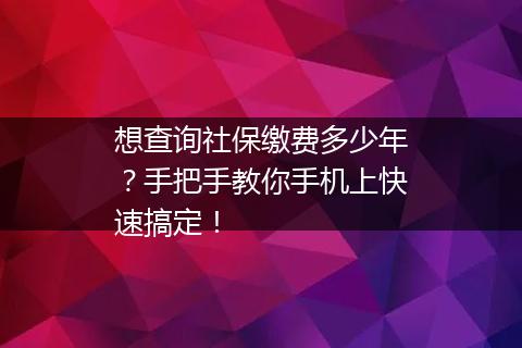 想查询社保缴费多少年？手把手教你手机上快速搞定！