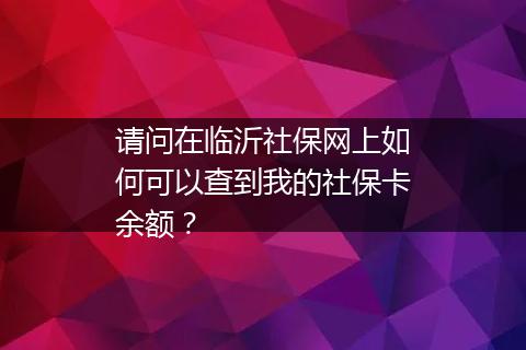 请问在临沂社保网上如何可以查到我的社保卡余额？