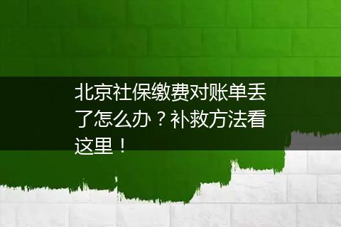 北京社保缴费对账单丢了怎么办？补救方法看这里！