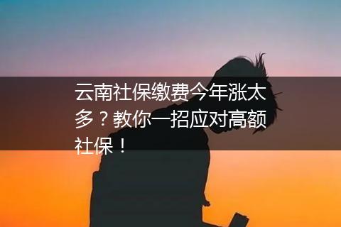 云南社保缴费今年涨太多？教你一招应对高额社保！